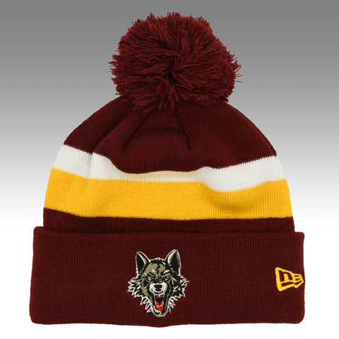 New Era Burgundy Pom Knit Hat