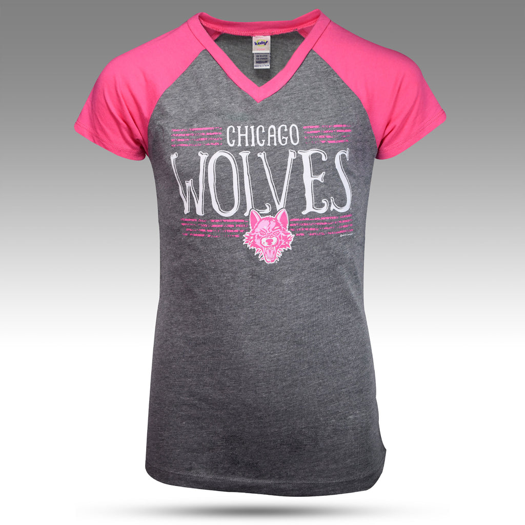 Girls Pink Raglan Tee – Chicago Wolves Store